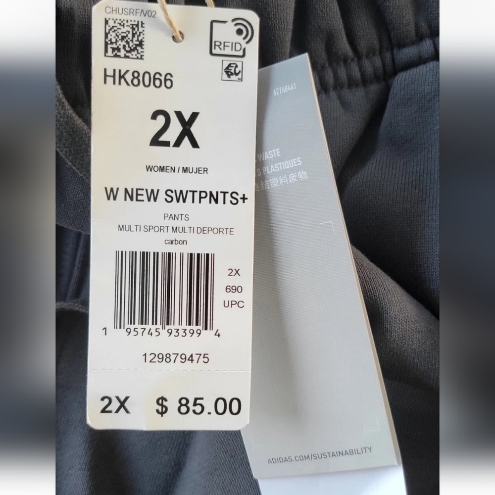 Adidas Men's Fleeces Pants Gray Size Plus 2X (2) And 4X Jogger NWT - Picture 5 of 7